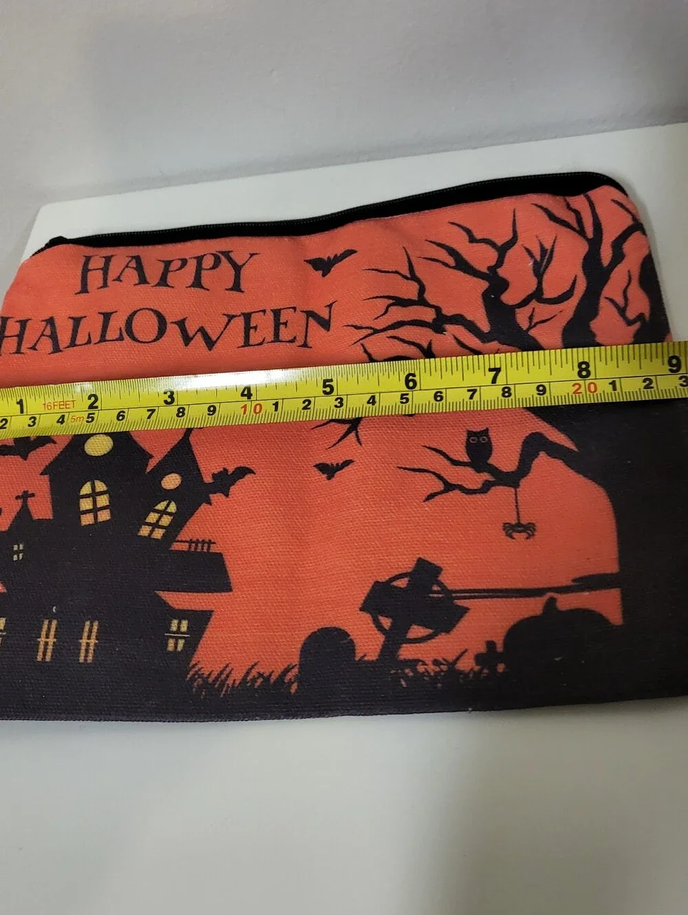 Happy Halloween Orange Zipper Party Pouch